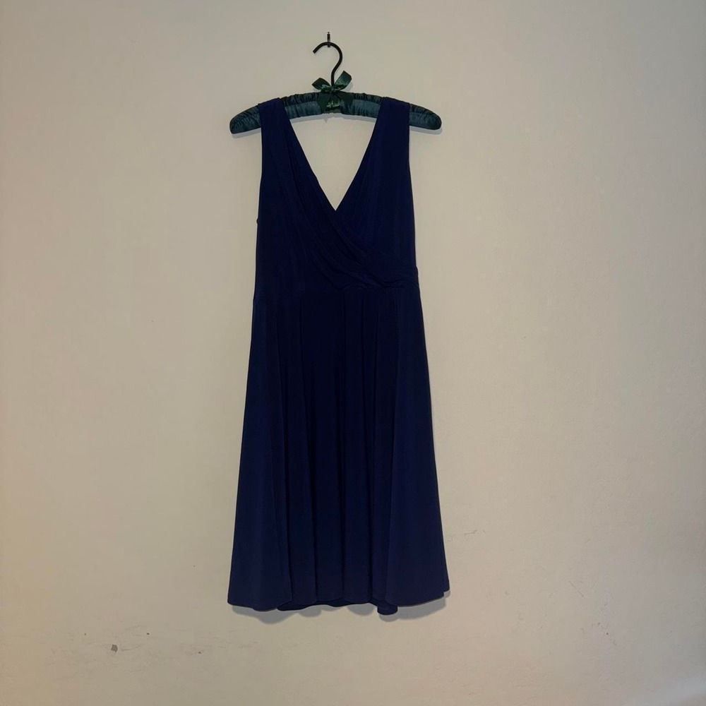 Isaac Mizrahi LIVE! Women's Blue Cocktail Dress V-neckline pleated skirt Size 12